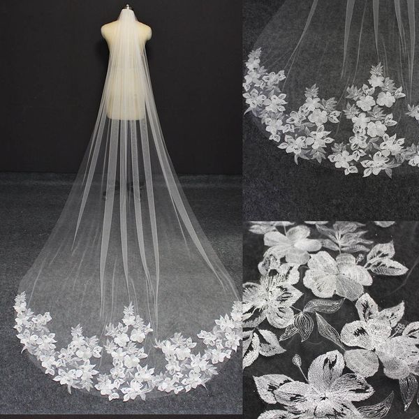 cathedral lace bridal veils one layer with combs 3d appliqued long length robe wedding tail veil luxury amice custom made women hair accesso, Black
cathedral lace bridal veils one layer with combs 3d appliqued long length robe wedding tail veil luxury amice custom made women hair accesso, Black