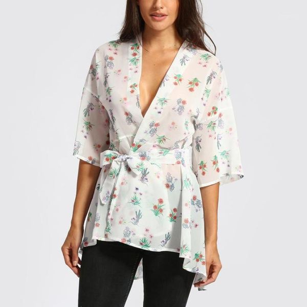 feitong women blouse summer nice v-neck loose sashes floral print chiffon casual white fashion women's blouses & shirts 
feitong women blouse summer nice v-neck loose sashes floral print chiffon casual white fashion women's blouses & shirts
