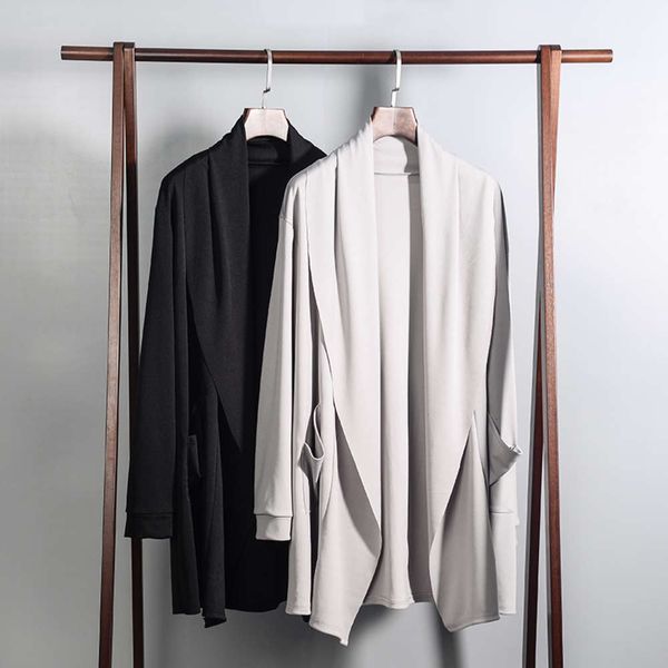 solid color high street windbreaker spring autumn men's medium length cape trend cardigan coat, White;black
solid color high street windbreaker spring autumn men's medium length cape trend cardigan coat, White;black