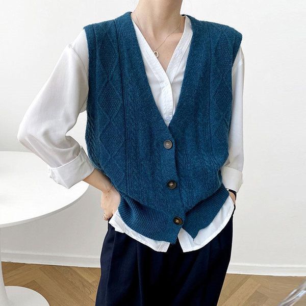 women's vests blue twist sweater vest women loose outer knit cardigan jacket retro korean style sleeveless waistcoat single breasted y1, Black;white
women's vests blue twist sweater vest women loose outer knit cardigan jacket retro korean style sleeveless waistcoat single breasted y1, Black;white