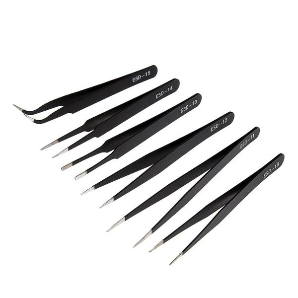 eyebrow tools & stencils 100pcs vetus esd 10 11 12 13 14 15 anti-static stainless steel tweezers electronic cell phone repair making tool ha