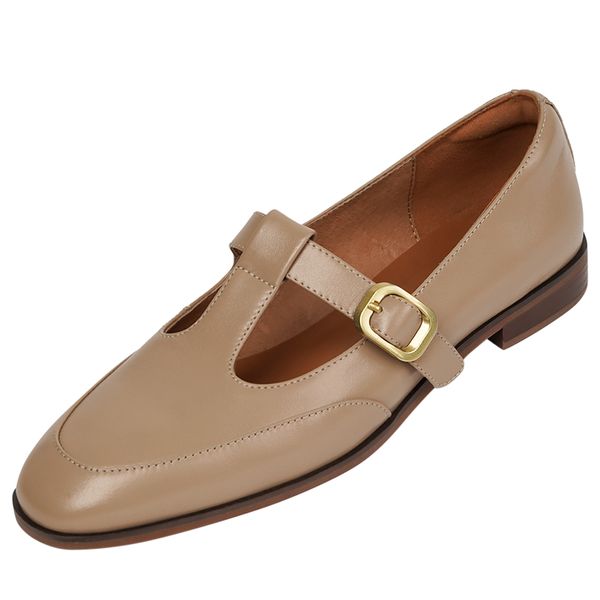Womens genuine leather metal buckle t-strap flats single shoes soft comfortable female round toe retro student style daily shoeDress Shoes, Beige
Womens genuine leather metal buckle t-strap flats single shoes soft comfortable female round toe retro student style daily shoeDress Shoes, Beige