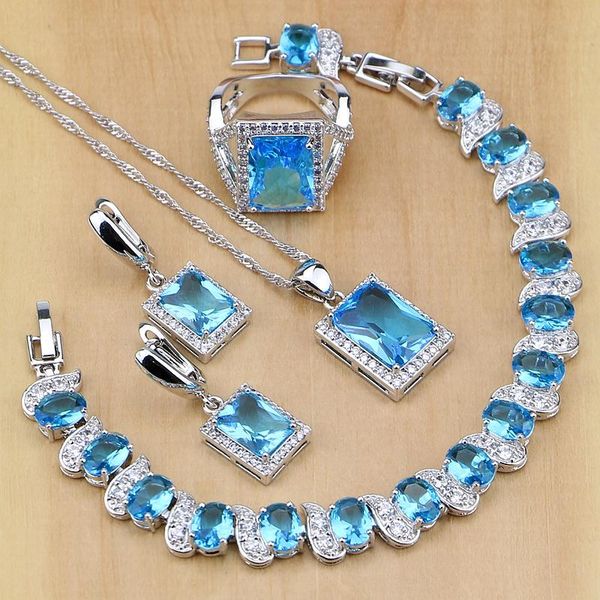 wedding jewelry sets square 925 sterling silver bridal blue cubic zirconia for women earrings/pendant/necklace/rings/bracelet, Slivery;golden
wedding jewelry sets square 925 sterling silver bridal blue cubic zirconia for women earrings/pendant/necklace/rings/bracelet, Slivery;golden