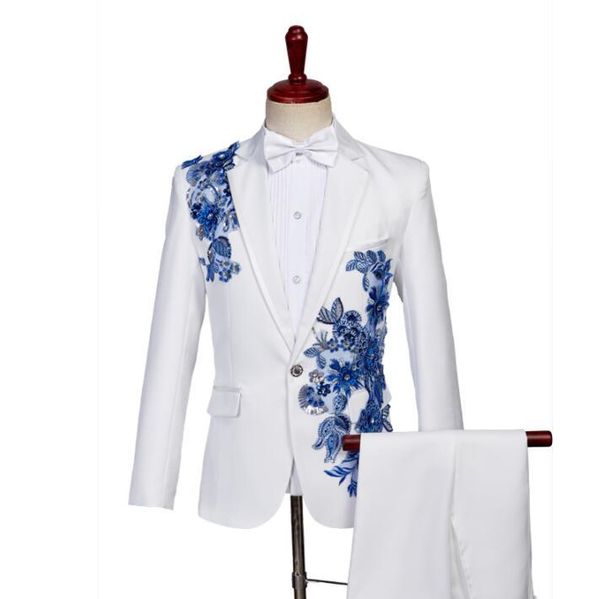 men's suits & blazers chorus blazer men groom suit set with pants mens wedding white singer star style stage clothing costume homme for, White;black
men's suits & blazers chorus blazer men groom suit set with pants mens wedding white singer star style stage clothing costume homme for, White;black