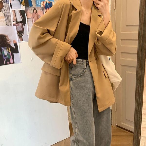 women's suits & blazers office lady korean mid length loose women single button jacket ol drape breathable suit spring autumn fashion, White;black
women's suits & blazers office lady korean mid length loose women single button jacket ol drape breathable suit spring autumn fashion, White;black