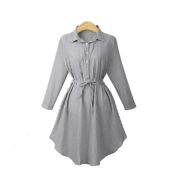 New 2021 Elegant Blue Striped Shirt Design Casual Long Sleeve Simple Knee-length with Belt Office Lady Tunic Vestidos BDZ2, Black;gray
New 2021 Elegant Blue Striped Shirt Design Casual Long Sleeve Simple Knee-length with Belt Office Lady Tunic Vestidos BDZ2, Black;gray