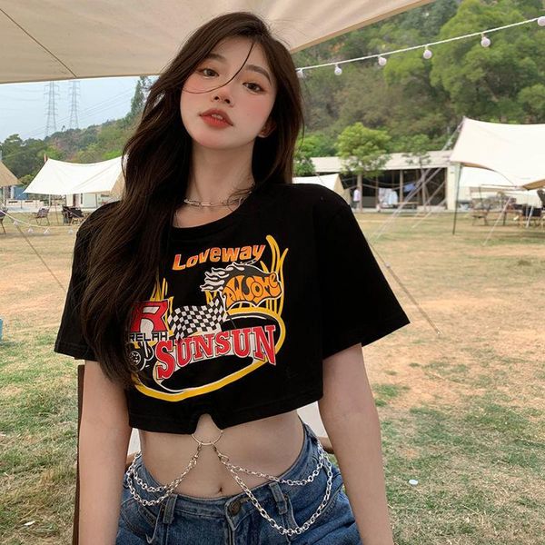 women's t-shirt female hip-hop shirt short-sleeved ins fashion retro printing letter chain navel y2k crop blusas harajuku tees, White
women's t-shirt female hip-hop shirt short-sleeved ins fashion retro printing letter chain navel y2k crop blusas harajuku tees, White
