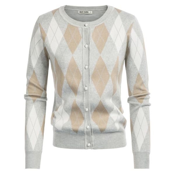 women diamond check pattern cardigan sweater knitwear long sleeve crew neck women diamond check pattern cardigan sweater, White
women diamond check pattern cardigan sweater knitwear long sleeve crew neck women diamond check pattern cardigan sweater, White