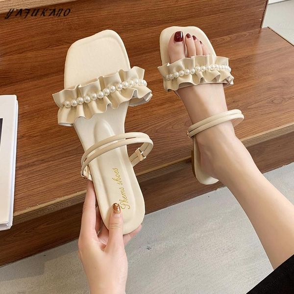 slippers sweet fairy style sandals female two wear flat pearl small fresh rome shoes elegant pleated beach outdoor casual slides, Black
slippers sweet fairy style sandals female two wear flat pearl small fresh rome shoes elegant pleated beach outdoor casual slides, Black