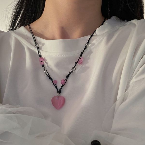 cute heart pendant necklace for women y2k jewelry rope cord choker beads harajuku cat eye punk collier femme korea, Silver
cute heart pendant necklace for women y2k jewelry rope cord choker beads harajuku cat eye punk collier femme korea, Silver