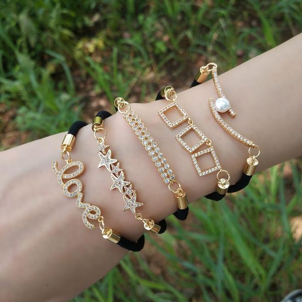 charm bracelets girl black string sea star bracelet gold designer zirconia square pave jewelry pulsera cz pearl, Golden;silver
charm bracelets girl black string sea star bracelet gold designer zirconia square pave jewelry pulsera cz pearl, Golden;silver