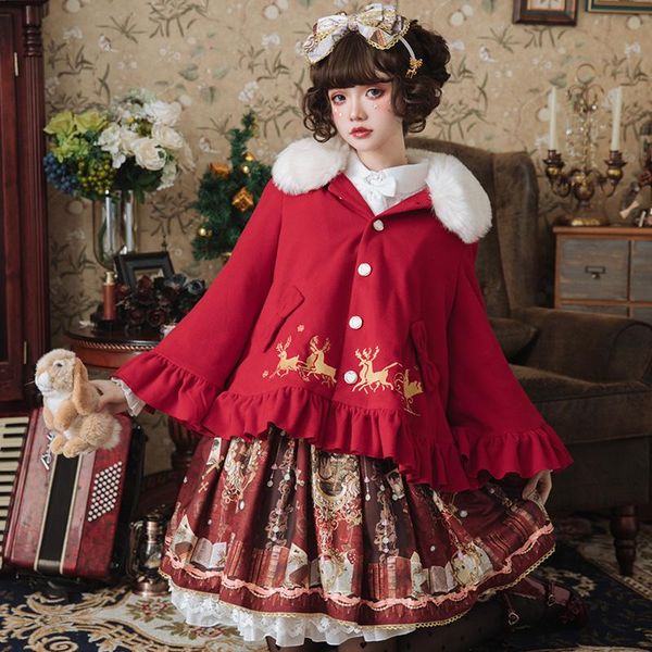 women's wool & blends princess sweet lolita coat original autumn and spring thickening of woolen cloak flare sleeves single breasted zj, Black
women's wool & blends princess sweet lolita coat original autumn and spring thickening of woolen cloak flare sleeves single breasted zj, Black