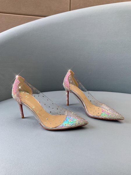 dress shoes women's laser transparent pvc diamond pointed high heel thin shallow mouth crystal wedding, Black
dress shoes women's laser transparent pvc diamond pointed high heel thin shallow mouth crystal wedding, Black