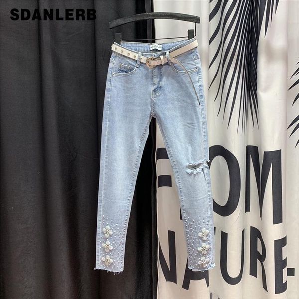 women's jeans personality holes for women 2021 spring summer style high waist beads skinny pants pencil students village, Blue
women's jeans personality holes for women 2021 spring summer style high waist beads skinny pants pencil students village, Blue