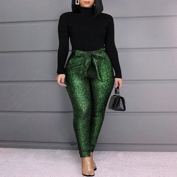 women's pants & capris high waist belted glittering women solid glitter pencil green summer pant, Black;white
women's pants & capris high waist belted glittering women solid glitter pencil green summer pant, Black;white
