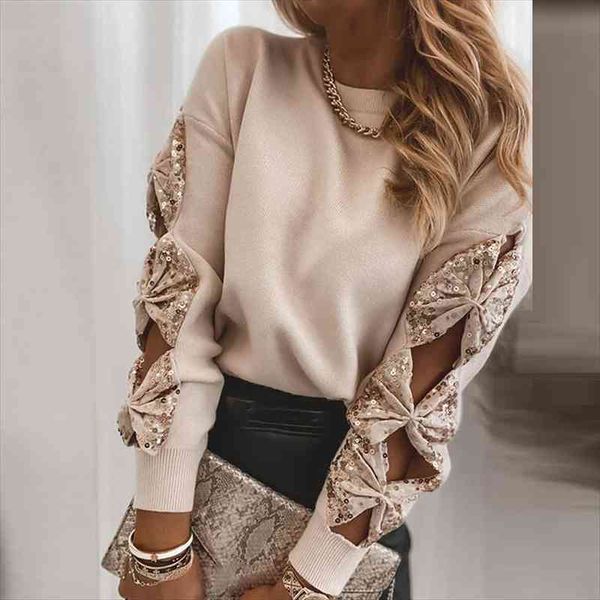 spring womens casual elegant sweaters long sleeve solid sequin ladies pullover office lady patchwork round neck female clothing, White;black
spring womens casual elegant sweaters long sleeve solid sequin ladies pullover office lady patchwork round neck female clothing, White;black
