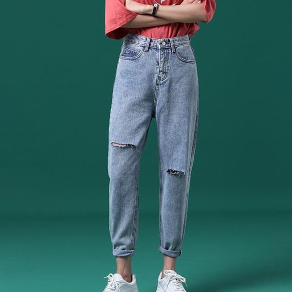 women's jeans high waist female spring and summer cotton loose woman fashion casual light blue
women's jeans high waist female spring and summer cotton loose woman fashion casual light blue