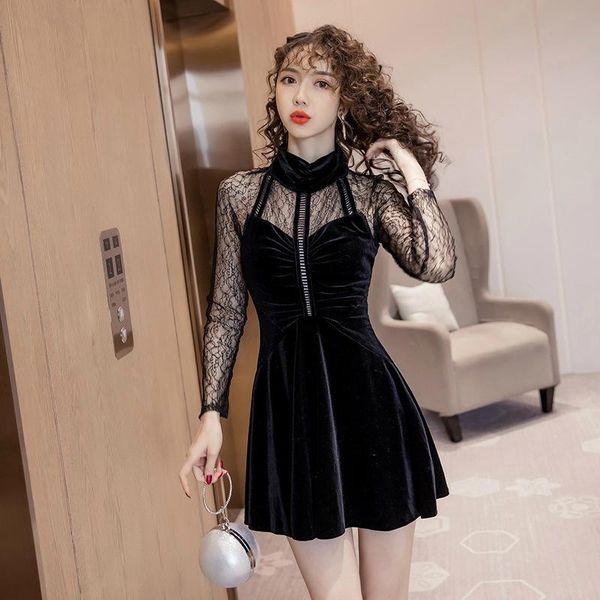 casual dresses 2021 modis mini a line black velvet dress women lace patchwork corset evening party ladies see through sexy, Black;gray
casual dresses 2021 modis mini a line black velvet dress women lace patchwork corset evening party ladies see through sexy, Black;gray