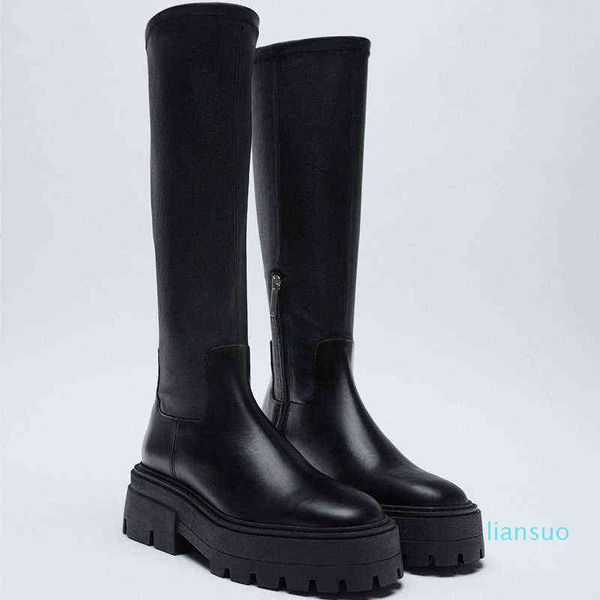 leather women's boots fashion stiletto high heel thigh high boots ladies style zipper decoration mid calf knight botas de mujer g1112, Black 
leather women's boots fashion stiletto high heel thigh high boots ladies style zipper decoration mid calf knight botas de mujer g1112, Black