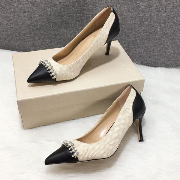 dress shoes high heels women's stitching rhinestone 2021 french socialite single all-matching pointed toe work, Black
dress shoes high heels women's stitching rhinestone 2021 french socialite single all-matching pointed toe work, Black