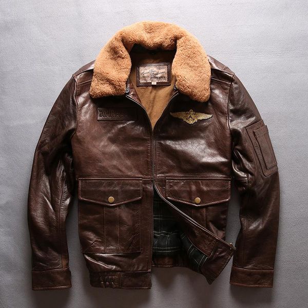 men's leather & faux force 2021 air real fur collar cowhide flight jacket men brown black militaly bomber genuine coat
men's leather & faux force 2021 air real fur collar cowhide flight jacket men brown black militaly bomber genuine coat