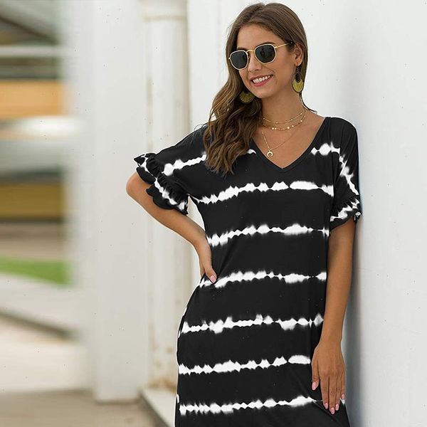womens striped tie dye t shirt dress ruffle short sleeve casual swing tunic dresses with pockets drop shipping, Black;gray
womens striped tie dye t shirt dress ruffle short sleeve casual swing tunic dresses with pockets drop shipping, Black;gray
