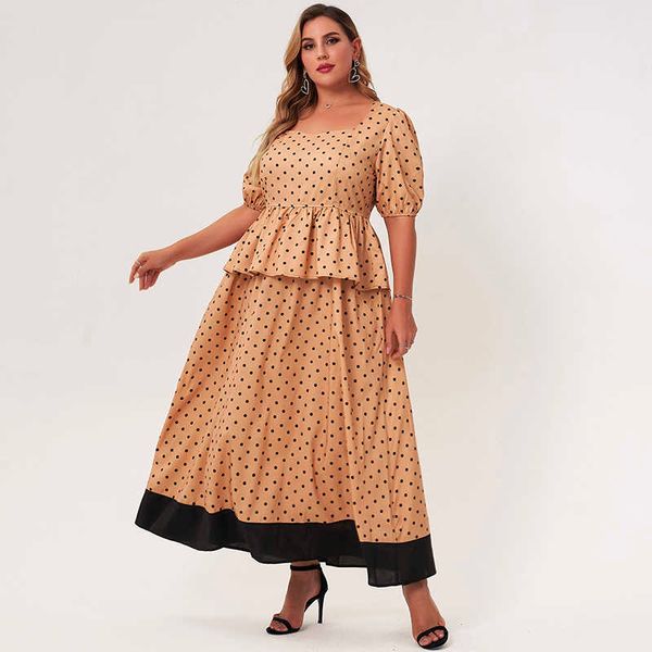 casual dresses 2021 summer women orange plus size elegant square collar polka dot stacked ruffle lantern short sleeve maxi party r, Black;gray
casual dresses 2021 summer women orange plus size elegant square collar polka dot stacked ruffle lantern short sleeve maxi party r, Black;gray