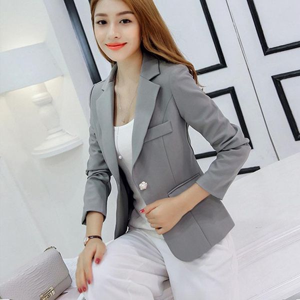 women's suits & blazers 2021 blazer gray long sleeve solid one button coat slim office lady jacket female suit femme jackets, White;black
women's suits & blazers 2021 blazer gray long sleeve solid one button coat slim office lady jacket female suit femme jackets, White;black
