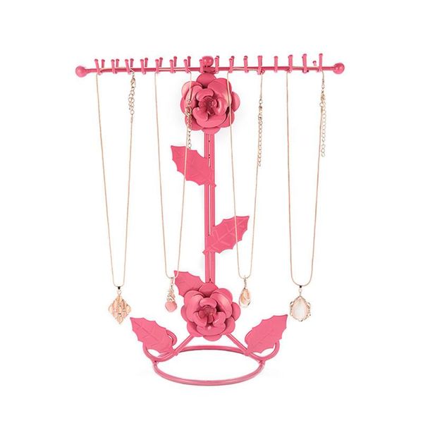 jewelry pouches, bags 1 pcs rose-shaped display rack retro style necklace metal storage stand home organizer for cosmetics sunderies, Pink;blue