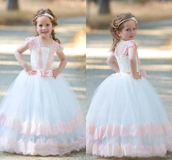 pink white ball gown flower girls dresses lace tulle floor length children birthday wedding party dresses with bow zipper up, White;blue
pink white ball gown flower girls dresses lace tulle floor length children birthday wedding party dresses with bow zipper up, White;blue