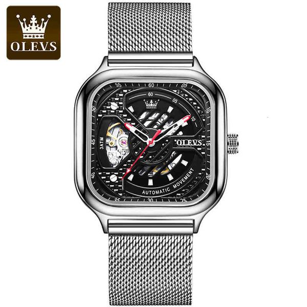 men 2021 olevs clock for square skeleton mechanical watches fire luxury automatic casual mesh steel tape, Slivery;brown
men 2021 olevs clock for square skeleton mechanical watches fire luxury automatic casual mesh steel tape, Slivery;brown