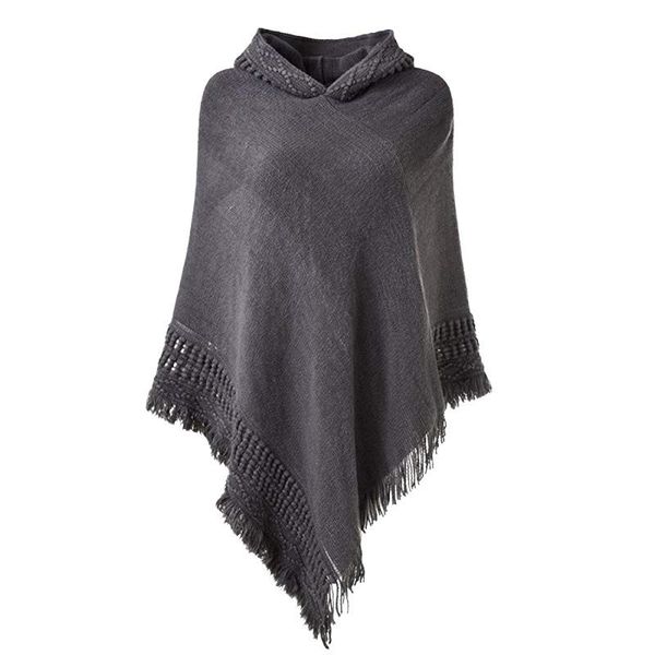women's sweaters 2021 autumn and winter pullover ladies' hooded cape with fringe hem, crochet poncho knitting patterns for women, White;black
women's sweaters 2021 autumn and winter pullover ladies' hooded cape with fringe hem, crochet poncho knitting patterns for women, White;black