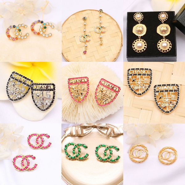 type301-type320 18k gold plated designer letters stud luxury brand shiny crystal geometric women rhinestone pearl earring wedding party jewe, Golden;silver
type301-type320 18k gold plated designer letters stud luxury brand shiny crystal geometric women rhinestone pearl earring wedding party jewe, Golden;silver