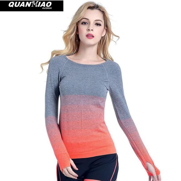 women professional yoga sport gradient color t shirt long sleeves hygroscopic quickdry fitness elastic t-shirt women shirts, White;red
women professional yoga sport gradient color t shirt long sleeves hygroscopic quickdry fitness elastic t-shirt women shirts, White;red