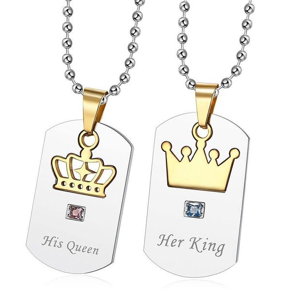 pendant necklaces 2021 his queen her king couple necklace for women men pendants matching set stainless steel lover jewelry, Silver
pendant necklaces 2021 his queen her king couple necklace for women men pendants matching set stainless steel lover jewelry, Silver