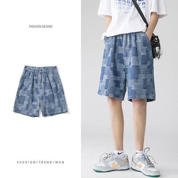 men's jeans men printed plaid summer casual loose fit denim shorts sweatpants male hip hop knee length streetwear clothes, Blue
men's jeans men printed plaid summer casual loose fit denim shorts sweatpants male hip hop knee length streetwear clothes, Blue