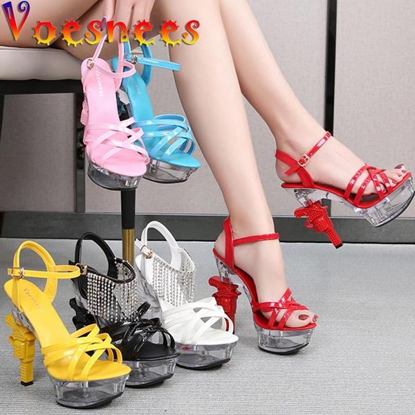sandals voesnees strange heels women shoes summer cross-tied 14cm high wedding transparent pistol heel glow, Black
sandals voesnees strange heels women shoes summer cross-tied 14cm high wedding transparent pistol heel glow, Black