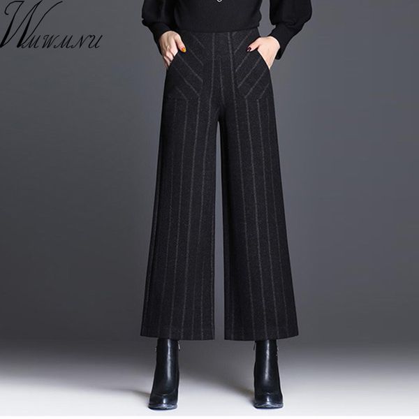 plus size wide leg pants women elegant casual woolen wide trousers women pantalon mujer high elastic waist womens pants y19070101, Black;white
plus size wide leg pants women elegant casual woolen wide trousers women pantalon mujer high elastic waist womens pants y19070101, Black;white