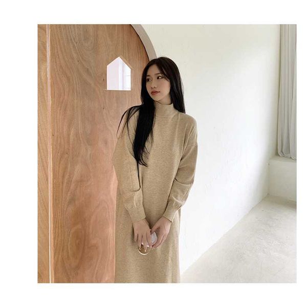casual dresses autumn spring women's sweater dress knitted half high collar vintage loose temperament long sleeve fashion lazy style, Black;gray
casual dresses autumn spring women's sweater dress knitted half high collar vintage loose temperament long sleeve fashion lazy style, Black;gray