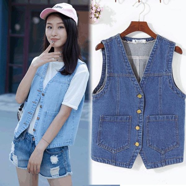 denim vest women short section 2019 new spring autumn korean version vest outside loose thin sleeveless large size coat w421, Black;white
denim vest women short section 2019 new spring autumn korean version vest outside loose thin sleeveless large size coat w421, Black;white