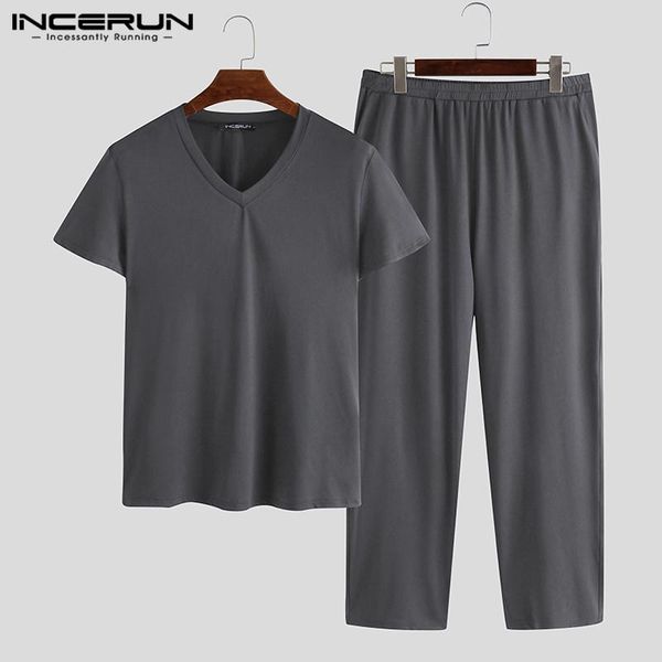 incerun summer men pajamas sets solid v neck short sleeve & pants homewear breathable casual soft male sleepwear sets s-5xl, Black;brown
incerun summer men pajamas sets solid v neck short sleeve & pants homewear breathable casual soft male sleepwear sets s-5xl, Black;brown