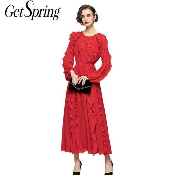 getspring women dress ruffles patchwork red party plus size long sleeve vintage chiffon es 210601, Black;gray
getspring women dress ruffles patchwork red party plus size long sleeve vintage chiffon es 210601, Black;gray