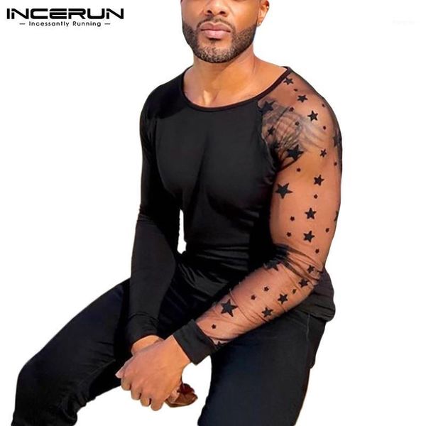 men's t-shirts incerun men t shirt mesh patchwork see through long sleeve o neck casual tee 2021 streetwear nightclub party s-5xl, White;black
men's t-shirts incerun men t shirt mesh patchwork see through long sleeve o neck casual tee 2021 streetwear nightclub party s-5xl, White;black