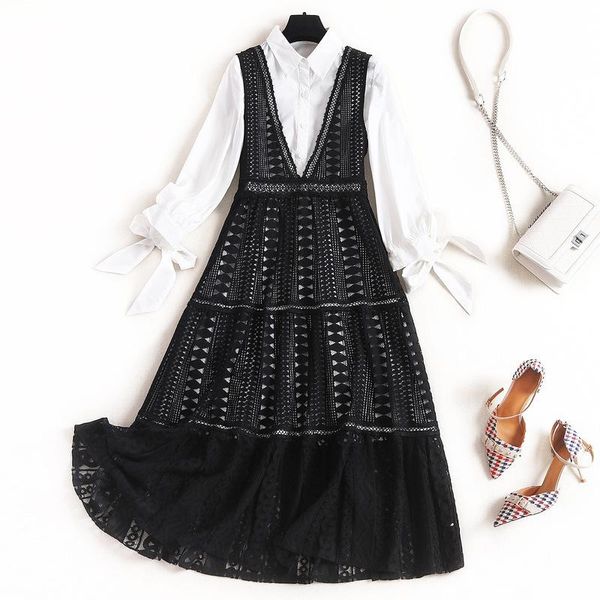 two piece dress women cotton white 2021 spring summer shirtdress hollow out deep v-neck mid calf black lace suit set
two piece dress women cotton white 2021 spring summer shirtdress hollow out deep v-neck mid calf black lace suit set