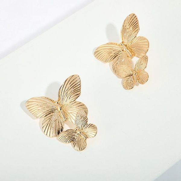 stud alloy double butterfly earrings retro gold color exaggerated size women trendy metal insect, Golden;silver
stud alloy double butterfly earrings retro gold color exaggerated size women trendy metal insect, Golden;silver