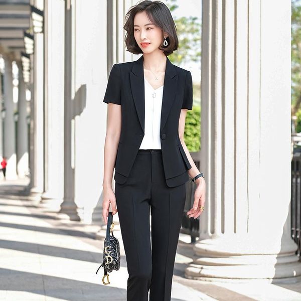 summer ladies black blazer women business suits pant and jacket sets work uniform short sleeve styles, White
summer ladies black blazer women business suits pant and jacket sets work uniform short sleeve styles, White