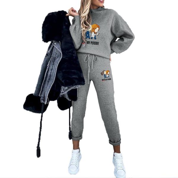 women's two piece pants bikinis secret women fashion printed 2 pieces set ladies solid color long sleeve outfits round neck streetwear, White
women's two piece pants bikinis secret women fashion printed 2 pieces set ladies solid color long sleeve outfits round neck streetwear, White