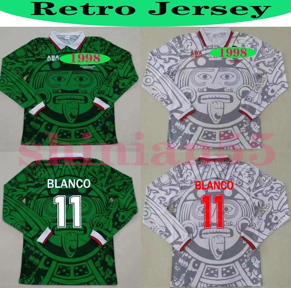 retro 1998 mexico long sleeve world cup classic vintage soccer jerseys hernandez 11# blanco home green away white football shirts, Black;yellow
retro 1998 mexico long sleeve world cup classic vintage soccer jerseys hernandez 11# blanco home green away white football shirts, Black;yellow