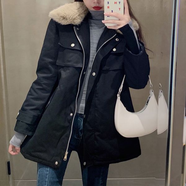 new 2021 japanese and autumn cotton thickened winter warm fur long pocket collar v c62u, Black
new 2021 japanese and autumn cotton thickened winter warm fur long pocket collar v c62u, Black