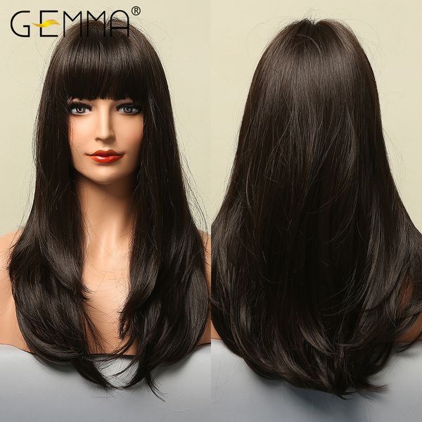 long straight black dark brown synthetic wigs with bangs for women afro layered cosplay party daily heat resistant hair
long straight black dark brown synthetic wigs with bangs for women afro layered cosplay party daily heat resistant hair